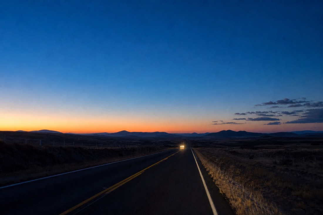 An empty highway heading out of Mexico City toward Teotihuacan before dawn